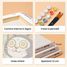 Carica l'immagine nel visualizzatore di Gallery, Mini Set Dipingere con i numeri 15x20cm (6 pezzi) - Party Time Micio