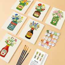 Carica l'immagine nel visualizzatore di Gallery, Mini Set Dipingere con i numeri 15x20cm (6 pezzi) - Bottiglie Fiorite
