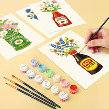 Carica l'immagine nel visualizzatore di Gallery, Mini Set Dipingere con i numeri 15x20cm (6 pezzi) - Bottiglie Fiorite