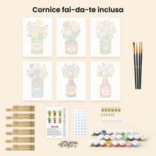 Carica l'immagine nel visualizzatore di Gallery, Mini Set Dipingere con i numeri 15x20cm (6 pezzi) - Bottiglie Fiorite
