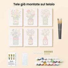 Carica l'immagine nel visualizzatore di Gallery, Mini Set Dipingere con i numeri 15x20cm (6 pezzi) - Bottiglie Fiorite