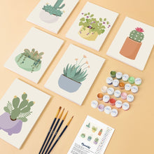 Carica l'immagine nel visualizzatore di Gallery, Mini Set Dipingere con i numeri 15x20cm (6 pezzi) - Vasi di Succulente 1