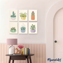Carica l'immagine nel visualizzatore di Gallery, Mini Set Dipingere con i numeri 15x20cm (6 pezzi) - Vasi di Succulente 1