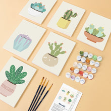 Carica l'immagine nel visualizzatore di Gallery, Mini Set Dipingere con i numeri 15x20cm (6 pezzi) - Vasi di Succulente 2