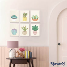 Carica l'immagine nel visualizzatore di Gallery, Mini Set Dipingere con i numeri 15x20cm (6 pezzi) - Vasi di Succulente 2