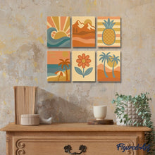 Carica l'immagine nel visualizzatore di Gallery, Mini Set Dipingere con i numeri 15x20cm (6 pezzi) - Vibes Estive Retrò