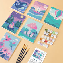 Carica l'immagine nel visualizzatore di Gallery, Mini Set Dipingere con i numeri 15x20cm (6 pezzi) - Piccoli Paesaggi da Sogno