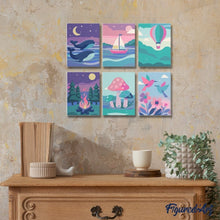 Carica l'immagine nel visualizzatore di Gallery, Mini Set Dipingere con i numeri 15x20cm (6 pezzi) - Piccoli Paesaggi da Sogno