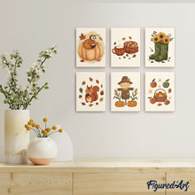 Carica l'immagine nel visualizzatore di Gallery, Mini Set Dipingere con i numeri 15x20cm (6 pezzi) - Raccolto d’Autunno