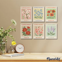 Carica l'immagine nel visualizzatore di Gallery, Mini Set Dipingere con i numeri 15x20cm (6 pezzi) - Mercato dei Fiori 2