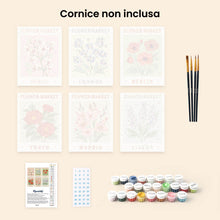Carica l'immagine nel visualizzatore di Gallery, Mini Set Dipingere con i numeri 15x20cm (6 pezzi) - Mercato dei Fiori 2