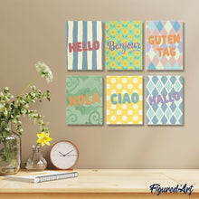 Carica l'immagine nel visualizzatore di Gallery, Mini Set Dipingere con i numeri 15x20cm (6 pezzi) - Ciao Mondo 2