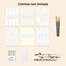 Carica l'immagine nel visualizzatore di Gallery, Mini Set Dipingere con i numeri 15x20cm (6 pezzi) - Ciao Mondo 2