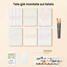 Carica l'immagine nel visualizzatore di Gallery, Mini Set Dipingere con i numeri 15x20cm (6 pezzi) - Ciao Mondo 2