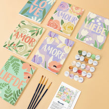 Carica l'immagine nel visualizzatore di Gallery, Mini Set Dipingere con i numeri 15x20cm (6 pezzi) - Amore Floreale 1