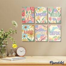 Carica l'immagine nel visualizzatore di Gallery, Mini Set Dipingere con i numeri 15x20cm (6 pezzi) - Amore Floreale 2