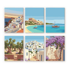 Carica l'immagine nel visualizzatore di Gallery, Mini Set Dipingere con i numeri 15x20cm (6 pezzi) - Sogni di Santorini Figured'Art