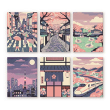 Carica l'immagine nel visualizzatore di Gallery, Mini Set Dipingere con i numeri 15x20cm (6 pezzi) - Tokyo in Fiore Figured'Art