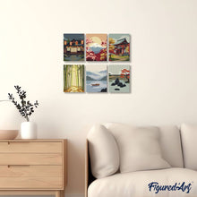 Carica l'immagine nel visualizzatore di Gallery, Mini Set Dipingere con i numeri 15x20cm (6 pezzi) - Paesaggi Zen