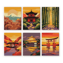 Carica l'immagine nel visualizzatore di Gallery, Mini Set Dipingere con i numeri 15x20cm (6 pezzi) - Tramonto in Giappone Figured'Art
