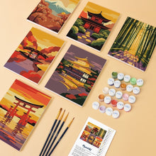 Carica l'immagine nel visualizzatore di Gallery, Mini Set Dipingere con i numeri 15x20cm (6 pezzi) - Tramonto in Giappone