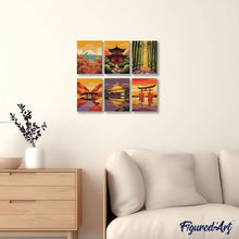 Carica l'immagine nel visualizzatore di Gallery, Mini Set Dipingere con i numeri 15x20cm (6 pezzi) - Tramonto in Giappone