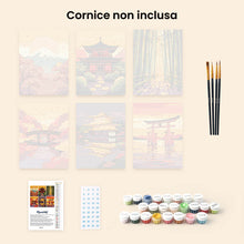 Carica l'immagine nel visualizzatore di Gallery, Mini Set Dipingere con i numeri 15x20cm (6 pezzi) - Tramonto in Giappone