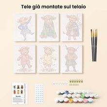 Carica l'immagine nel visualizzatore di Gallery, Mini Set Dipingere con i numeri 15x20cm (6 pezzi) - Amici della Fattoria Scozzese