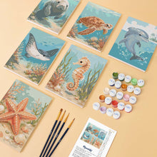 Carica l'immagine nel visualizzatore di Gallery, Mini Set Dipingere con i numeri 15x20cm (6 pezzi) - Tesori dell'Oceano