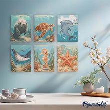 Carica l'immagine nel visualizzatore di Gallery, Mini Set Dipingere con i numeri 15x20cm (6 pezzi) - Tesori dell'Oceano