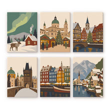 Carica l'immagine nel visualizzatore di Gallery, Mini Set Dipingere con i numeri 15x20cm (6 pezzi) - Collezione Villaggi Invernali Figured'Art