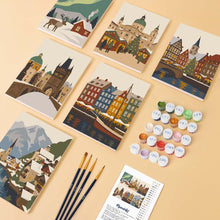 Carica l'immagine nel visualizzatore di Gallery, Mini Set Dipingere con i numeri 15x20cm (6 pezzi) - Collezione Villaggi Invernali