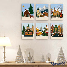 Carica l'immagine nel visualizzatore di Gallery, Mini Set Dipingere con i numeri 15x20cm (6 pezzi) - Collezione Villaggi Invernali