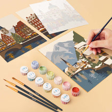 Carica l'immagine nel visualizzatore di Gallery, Mini Set Dipingere con i numeri 15x20cm (6 pezzi) - Collezione Villaggi Invernali