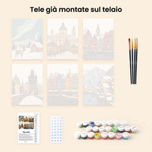Carica l'immagine nel visualizzatore di Gallery, Mini Set Dipingere con i numeri 15x20cm (6 pezzi) - Collezione Villaggi Invernali