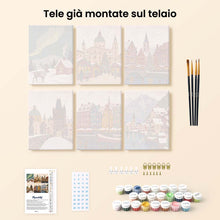 Carica l'immagine nel visualizzatore di Gallery, Mini Set Dipingere con i numeri 15x20cm (6 pezzi) - Collezione Villaggi Invernali