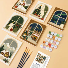 Carica l'immagine nel visualizzatore di Gallery, Mini Set Dipingere con i numeri 15x20cm (6 pezzi) - Finestre di Natale