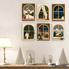 Carica l'immagine nel visualizzatore di Gallery, Mini Set Dipingere con i numeri 15x20cm (6 pezzi) - Finestre di Natale