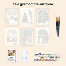 Carica l'immagine nel visualizzatore di Gallery, Mini Set Dipingere con i numeri 15x20cm (6 pezzi) - Finestre di Natale