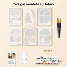 Carica l'immagine nel visualizzatore di Gallery, Mini Set Dipingere con i numeri 15x20cm (6 pezzi) - Finestre di Natale