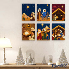 Carica l'immagine nel visualizzatore di Gallery, Mini Set Dipingere con i numeri 15x20cm (6 pezzi) - Immagini della Natività