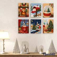 Carica l'immagine nel visualizzatore di Gallery, Mini Set Dipingere con i numeri 15x20cm (6 pezzi) - Ricordi di Natale