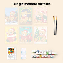 Carica l'immagine nel visualizzatore di Gallery, Mini Set Dipingere con i numeri 15x20cm (6 pezzi) - Orsetti di Natale
