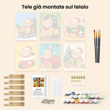 Carica l'immagine nel visualizzatore di Gallery, Mini Set Dipingere con i numeri 15x20cm (6 pezzi) - Orsetti di Natale
