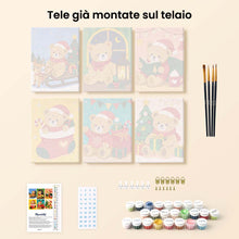 Carica l'immagine nel visualizzatore di Gallery, Mini Set Dipingere con i numeri 15x20cm (6 pezzi) - Orsetti di Natale