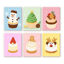Carica l'immagine nel visualizzatore di Gallery, Mini Set Dipingere con i numeri 15x20cm (6 pezzi) - Cupcake di Natale Figured'Art
