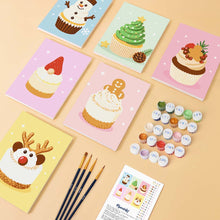 Carica l'immagine nel visualizzatore di Gallery, Mini Set Dipingere con i numeri 15x20cm (6 pezzi) - Cupcake di Natale