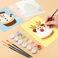 Carica l'immagine nel visualizzatore di Gallery, Mini Set Dipingere con i numeri 15x20cm (6 pezzi) - Cupcake di Natale