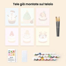 Carica l'immagine nel visualizzatore di Gallery, Mini Set Dipingere con i numeri 15x20cm (6 pezzi) - Cupcake di Natale