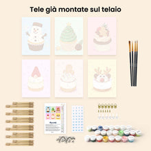 Carica l'immagine nel visualizzatore di Gallery, Mini Set Dipingere con i numeri 15x20cm (6 pezzi) - Cupcake di Natale